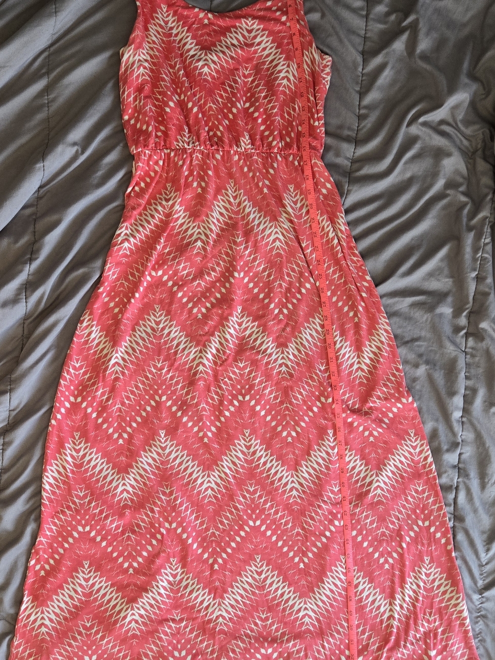 Coral Pink Printed Sleeveless Maxi Dress